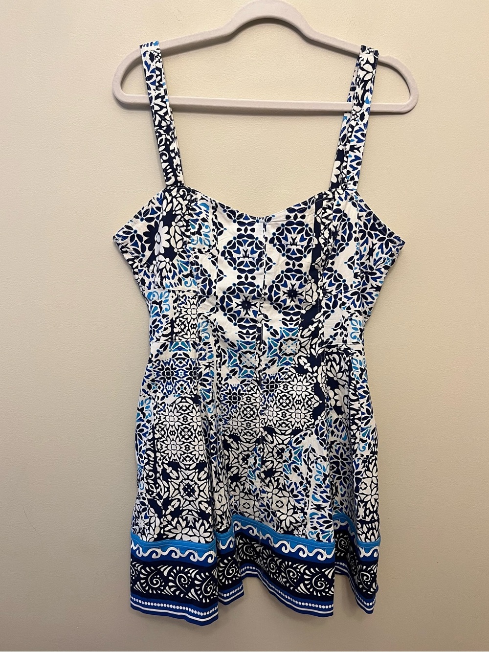 NWT Avec Les Filles Sweetheart Neck Sundress Women's Size 14 Blue White